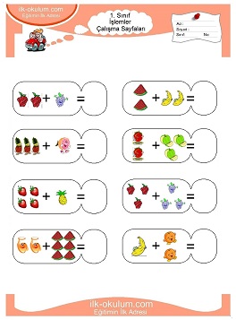 Çocuklar İçin toplam işlemi yaprak testleri 